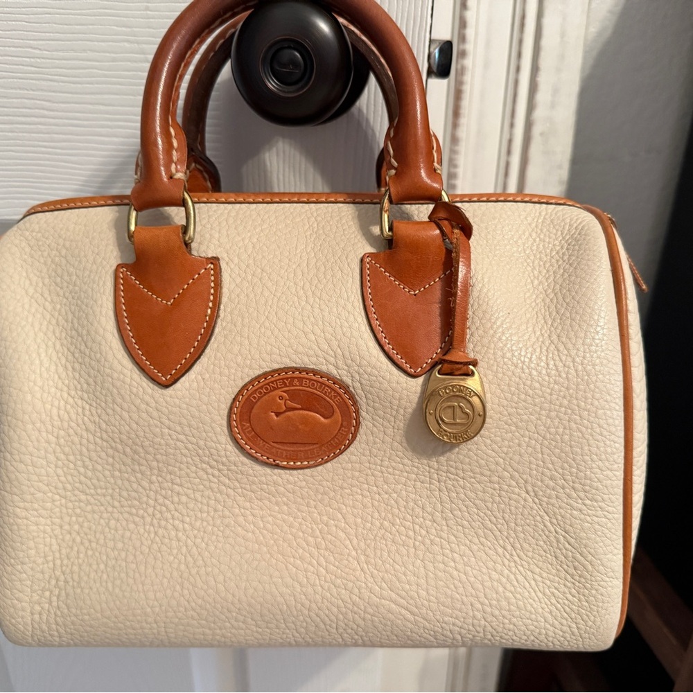 Vintage Dooney & Bourke Cream and Brown Satchel